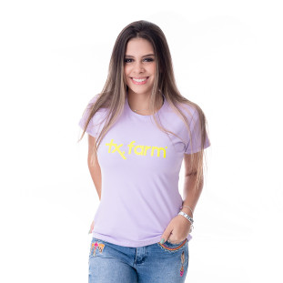 CAMISETA FEMININA TEXAS FARM - CF129 - LILAS/ AMARELO